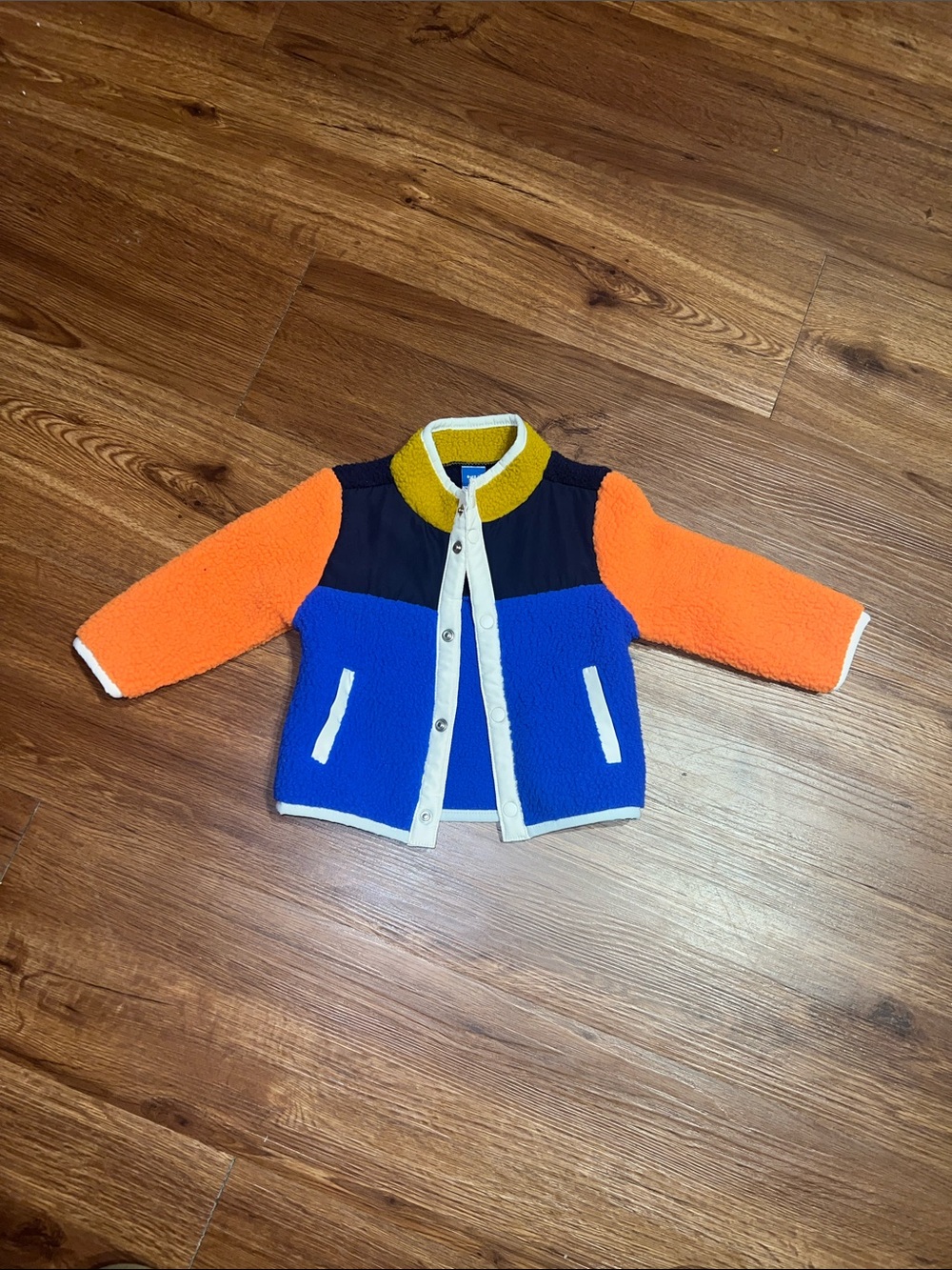 Old Navy Colorblock Sherpa Jacket in Orange, Blue, Navy, Yellow